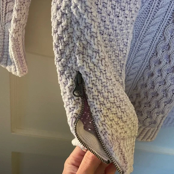 LL Bean Signature Cotton Fisherman Cable Knit Tunic - Lavender Size XL - Picture 5 of 10